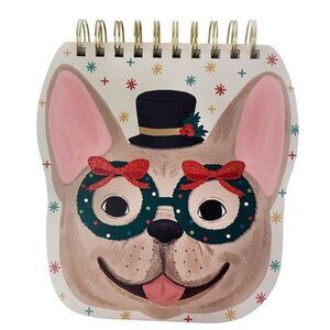 Punch Studio Wreath Dog Christmas Spiral Notepad Stationary Gift Office